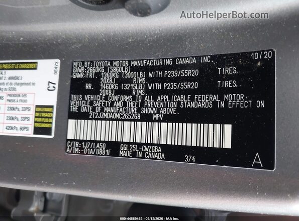 2T2JZMDA0MC265268 2021 LEXUS RX 350 Silver Вид підкапотного простору