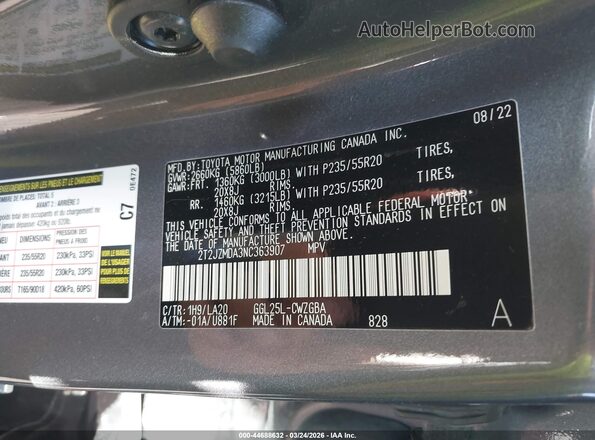 2T2JZMDA3NC363907 2022 LEXUS RX 350 Gray Вид підкапотного простору