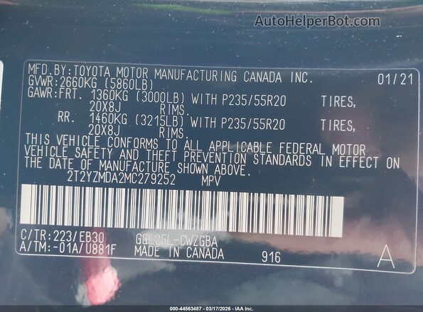 2T2YZMDA2MC279252 2021 LEXUS RX 350 Black Widok komory silnika