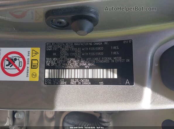 2T2ZZMCAXHC051771 2017 LEXUS RX 350 Champagne Вид підкапотного простору