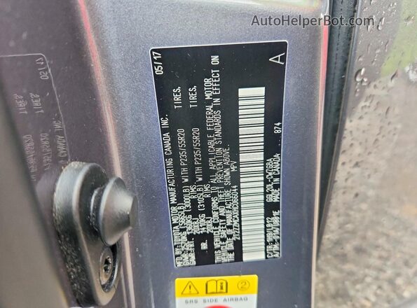 2T2ZZMCAXHC066044 2017 LEXUS RX Gray Vista de la etiqueta del VIN