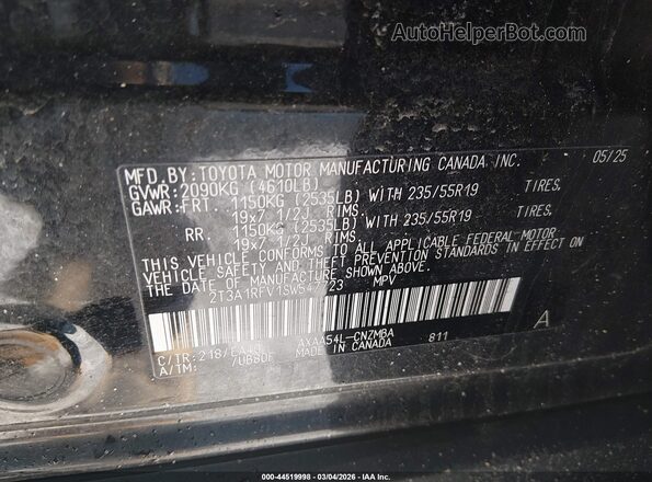 2T3A1RFV1SW547723 2025 TOYOTA LE Black Vista del compartimento del motor