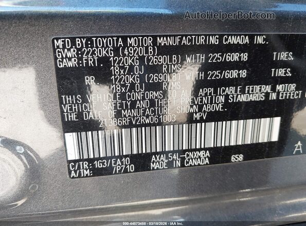 2T3B6RFV2RW061003 2024 TOYOTA LE Gray ძრავის განყოფილების ხედი
