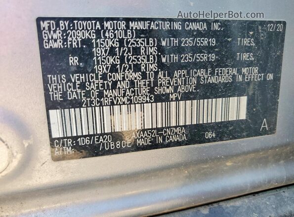 2T3C1RFVXMC109943 2021 TOYOTA LE Silver Engine compartment view