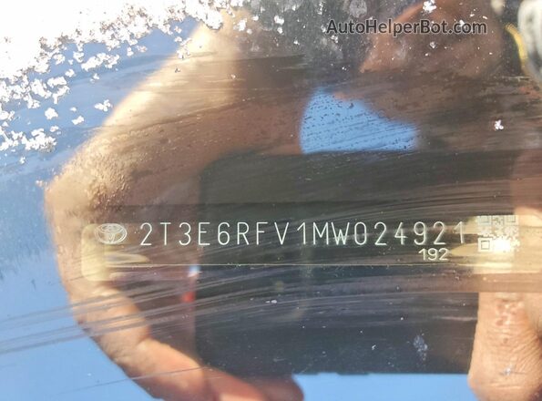 2T3E6RFV1MW024921 2021 TOYOTA RAV4 Blue VIN կոդի պիտակի տեսք