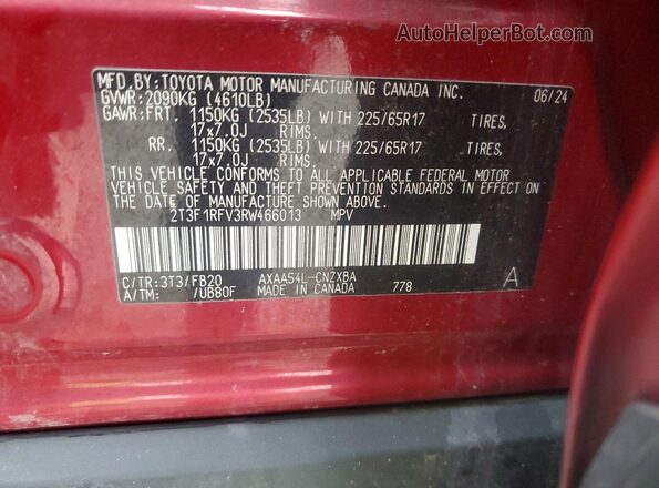 2T3F1RFV3RW466013 2024 TOYOTA LE Red 