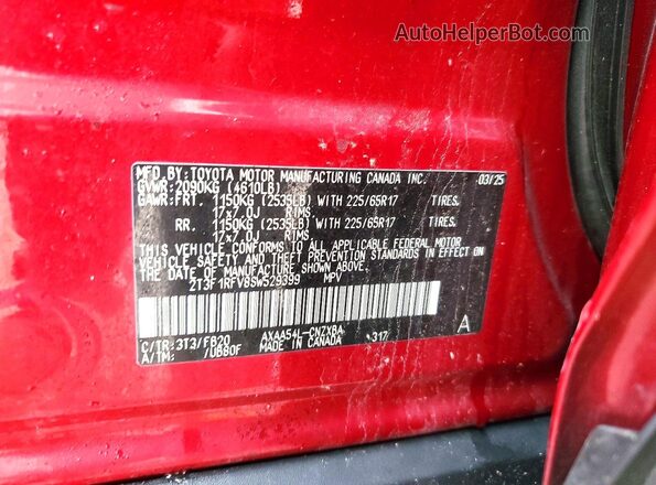 2T3F1RFV8SW529399 2025 TOYOTA LE Red VIN sticker view