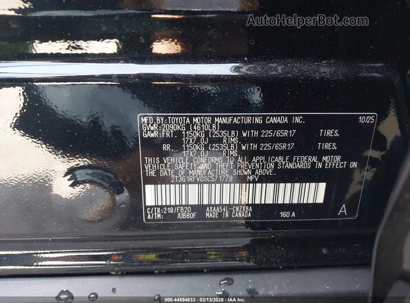 2T3G1RFV0SC571779 2025 TOYOTA LE Черный Вид подкапотного пространства