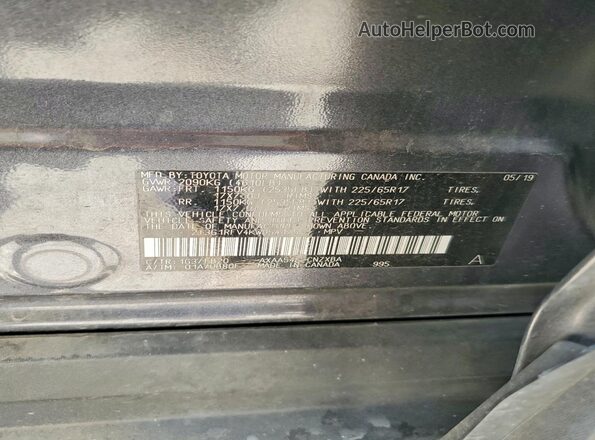 2T3G1RFV4KW054175 2019 TOYOTA LE Charcoal 