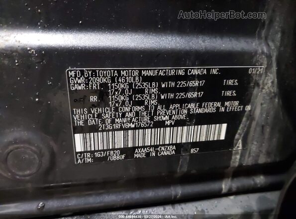 2T3G1RFV6MW176572 2021 TOYOTA LE Gray 