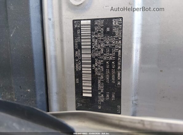 2T3K1RFV2MC152507 2021 TOYOTA LE Серебряный 