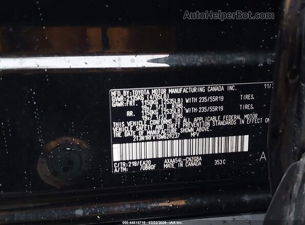 2T3N1RFV1SW628237 2025 TOYOTA LIMITED Black Вид підкапотного простору