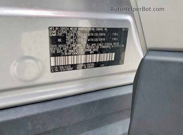 2T3N1RFV3KW075607 2019 TOYOTA LIMITED Silver 