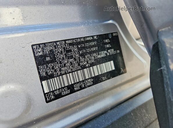 2T3P1RFV3NC300509 2022 TOYOTA LE Silver Вид підкапотного простору