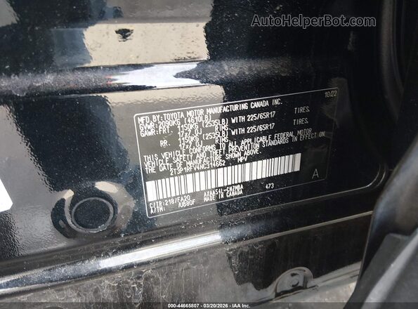 2T3P1RFV4NC314662 2022 TOYOTA LE Черный Вид подкапотного пространства