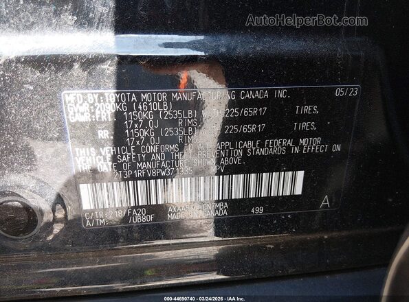 2T3P1RFV8PW371335 2023 TOYOTA LE Black Widok komory silnika