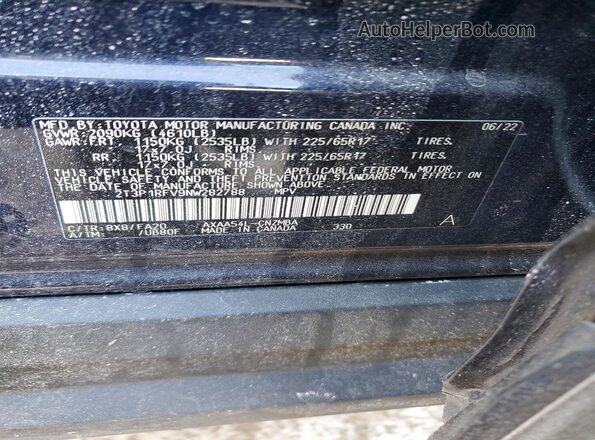2T3P1RFV9NW282788 2022 TOYOTA LE Синий Панорамный вид салона 360°