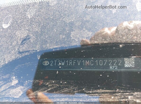 2T3W1RFV1MC107222 2021 TOYOTA LE Silver Вид підкапотного простору