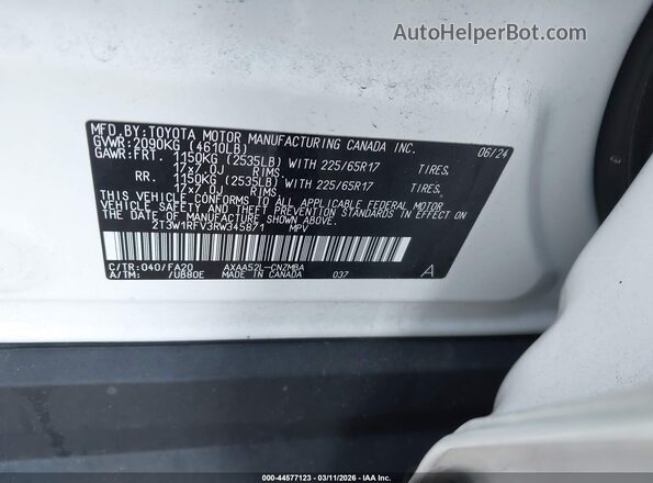 2T3W1RFV3RW345871 2024 TOYOTA LE White 