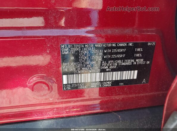 2T3W1RFV7SW390320 2025 TOYOTA LE Red Vista del compartimento del motor