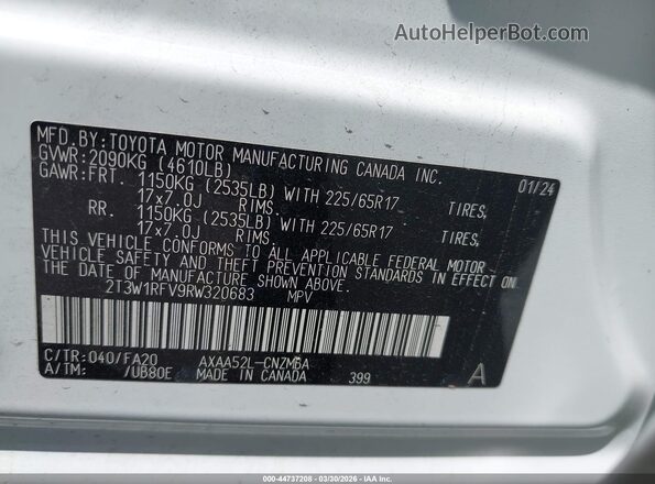 2T3W1RFV9RW320683 2024 TOYOTA LE White 