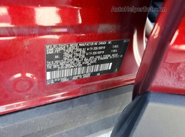 2T3Y1RFVXMW157365 2021 TOYOTA RAV4 Red Vista de la etiqueta del VIN