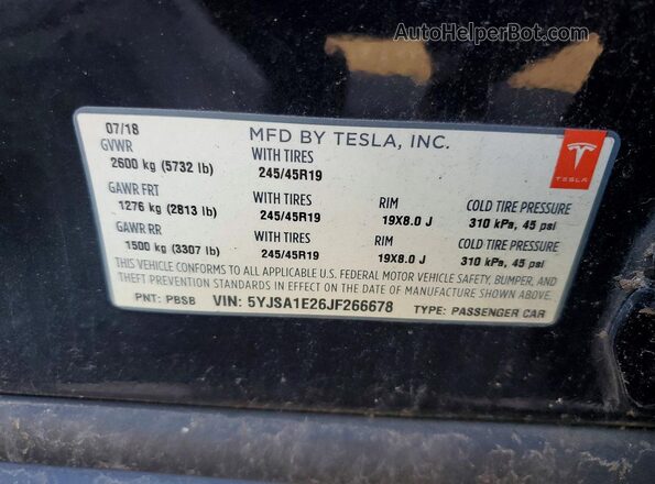 5YJSA1E26JF266678 2018 TESLA MODEL S Черный 