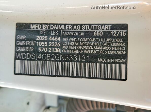 WDDSJ4GB2GN333131 2016 MERCEDES-BENZ CLA-CLASS Белый 