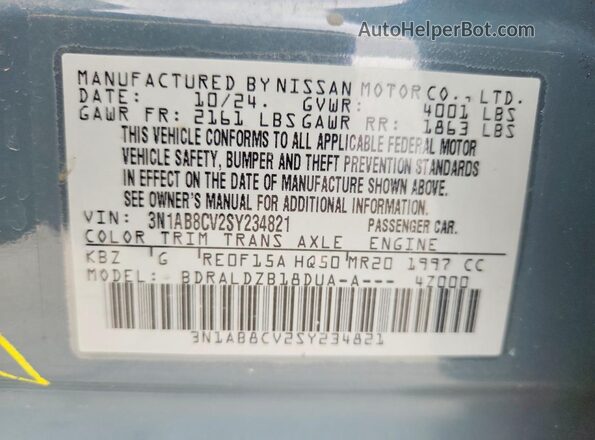 3N1AB8CV2SY234821 2025 NISSAN SENTRA Gray Vista del compartimento del motor