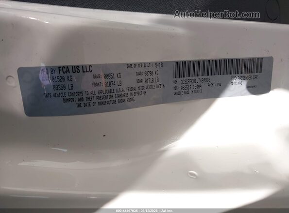 3C3CFFKH1JT420960 2018 FIAT 500 White 