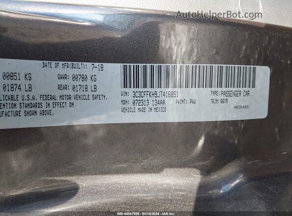 3C3CFFKH9JT416851 2018 FIAT 500 Gray Շարժիչի բաժամունքի տեսք