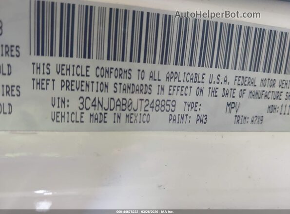 3C4NJDAB0JT248859 2018 JEEP COMPASS White Engine compartment view