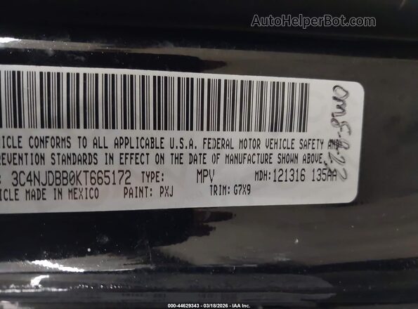 3C4NJDBB0KT665172 2019 JEEP COMPASS Black Vista del compartimento del motor