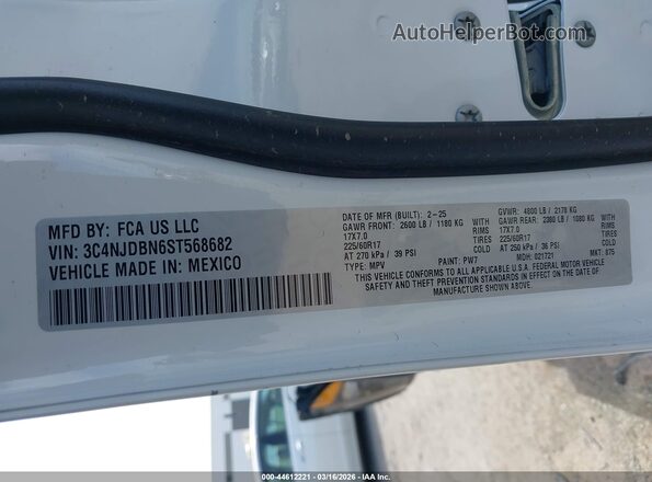 3C4NJDBN6ST568682 2025 JEEP COMPASS White 