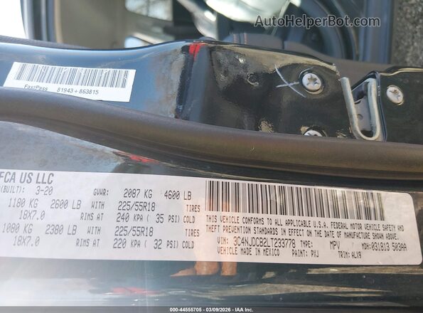 3C4NJDCB2LT233778 2020 JEEP COMPASS Black 