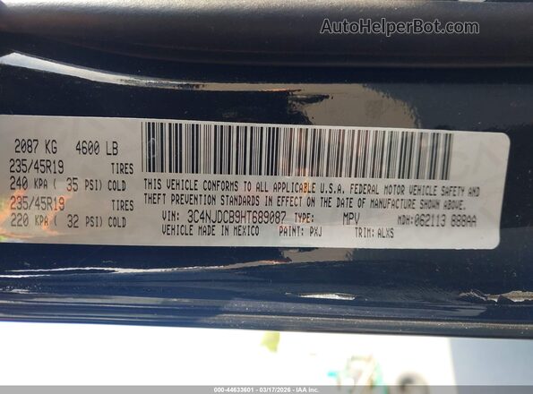 3C4NJDCB9HT689087 2017 JEEP NEW COMPASS Черный Вид подкапотного пространства