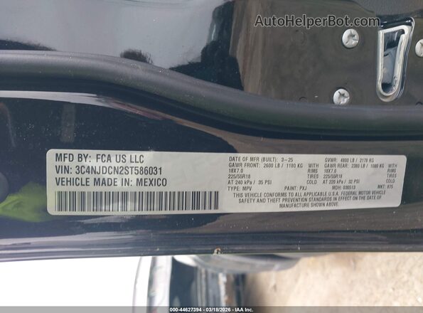 3C4NJDCN2ST586031 2025 JEEP COMPASS Black Widok komory silnika