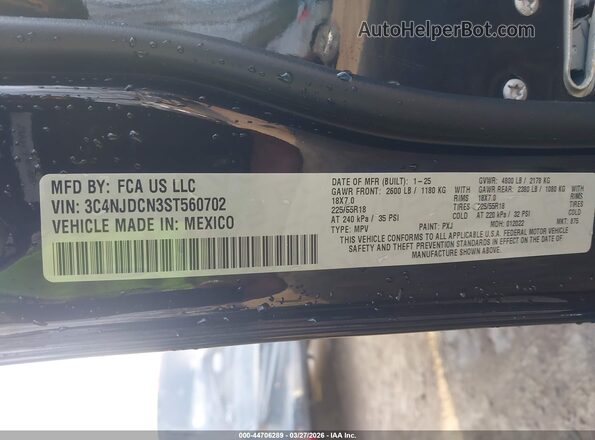 3C4NJDCN3ST560702 2025 JEEP COMPASS Black Engine compartment view