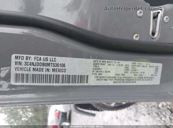 3C4NJDDB0MT536106 2021 JEEP COMPASS Серый Вид подкапотного пространства