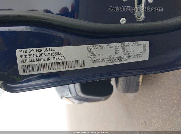 3C4NJDDB0MT588836 2021 JEEP COMPASS Blue Engine compartment view