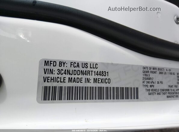 3C4NJDDN4RT144831 2024 JEEP COMPASS Белый Вид подкапотного пространства
