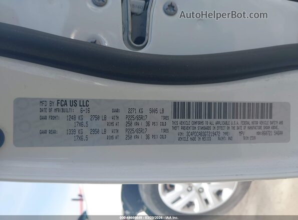 3C4PDCAB3GT219472 2016 DODGE JOURNEY White Vista del compartimento del motor