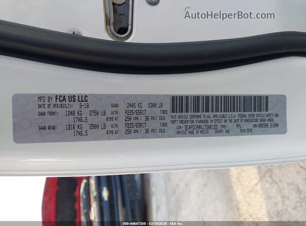 3C4PDCABXJT506153 2018 DODGE JOURNEY White ძრავის განყოფილების ხედი