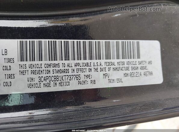 3C4PDCBB1KT737765 2019 DODGE JOURNEY Черный Вид подкапотного пространства