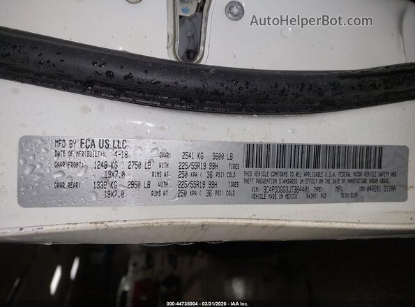 3C4PDDGG3JT364401 2018 DODGE JOURNEY Белый 