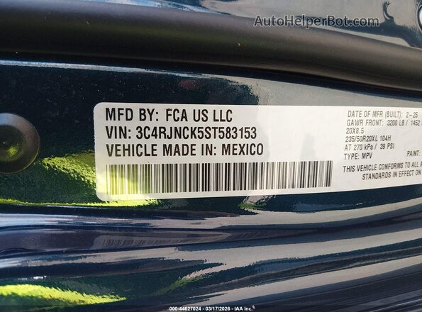 3C4RJNCK5ST583153 2025 JEEP WAGONEER S Dark Blue Вид підкапотного простору