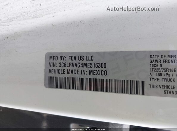 3C6LRVAG4ME516300 2021 RAM PROMASTER 1500 White Vista del compartimento del motor