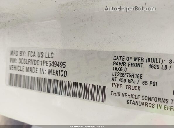 3C6LRVDG1PE549495 2023 RAM PROMASTER 2500 White Widok komory silnika