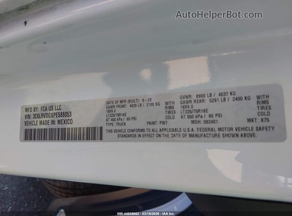 3C6LRVDGXPE588053 2023 RAM PROMASTER 2500 Белый Вид подкапотного пространства
