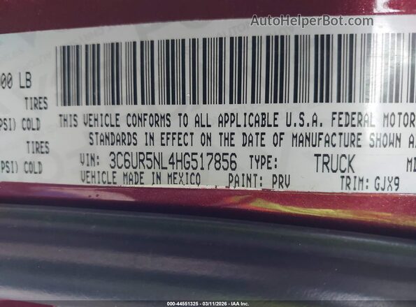 3C6UR5NL4HG517856 2017 RAM 2500 Red 